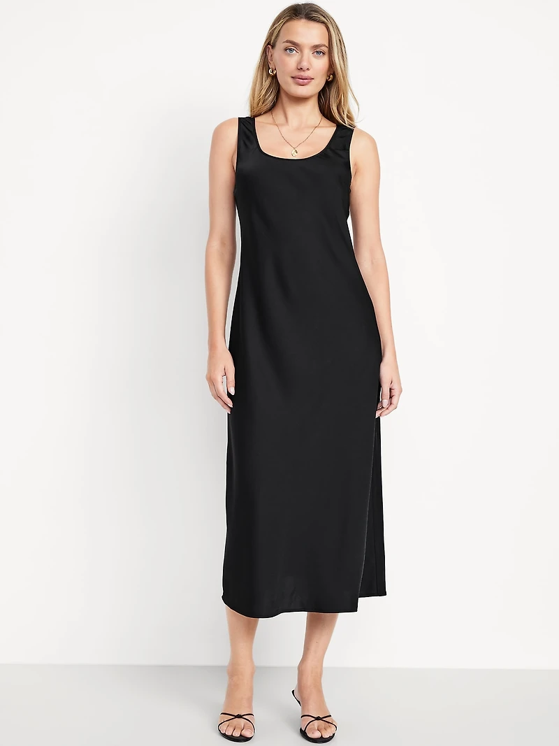 Sleeveless Satin Midi Dress