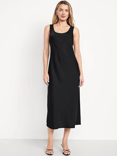 Sleeveless Satin Midi Dress