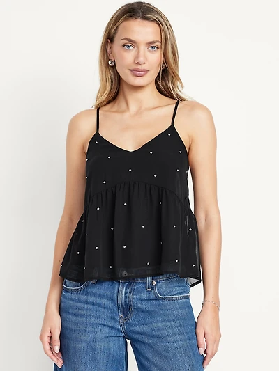 Embellished Cami Peplum Top