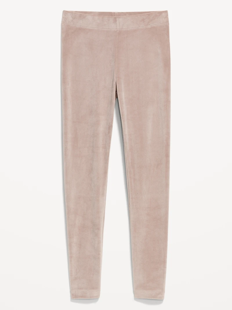 High-Waisted Velour Fashion Ankle Leggings