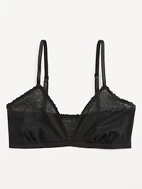 Lace-Trim Dot-Mesh Bralette