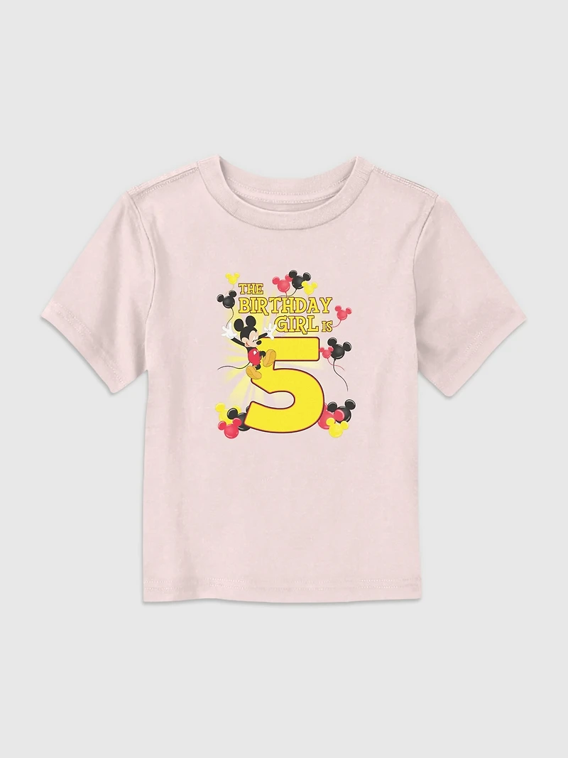 Disney Mickey Birthday Girl Is 5 Graphic T-Shirt for Toddler