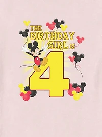 Disney Mickey Birthday Girl Is 4 Graphic T-Shirt for Toddler