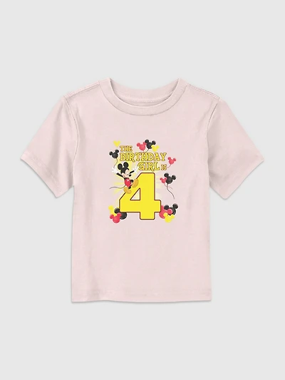 Disney Mickey Birthday Girl Is 4 Graphic T-Shirt for Toddler