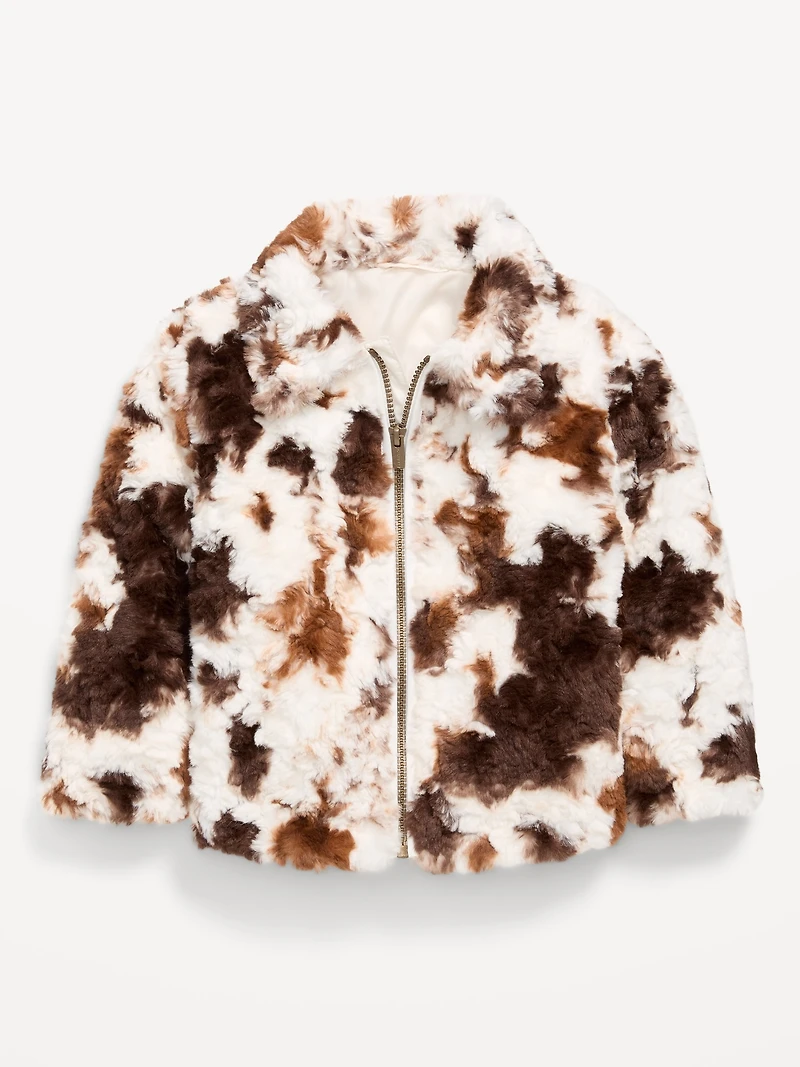 Faux-Fur Zip Jacket for Toddler Girls