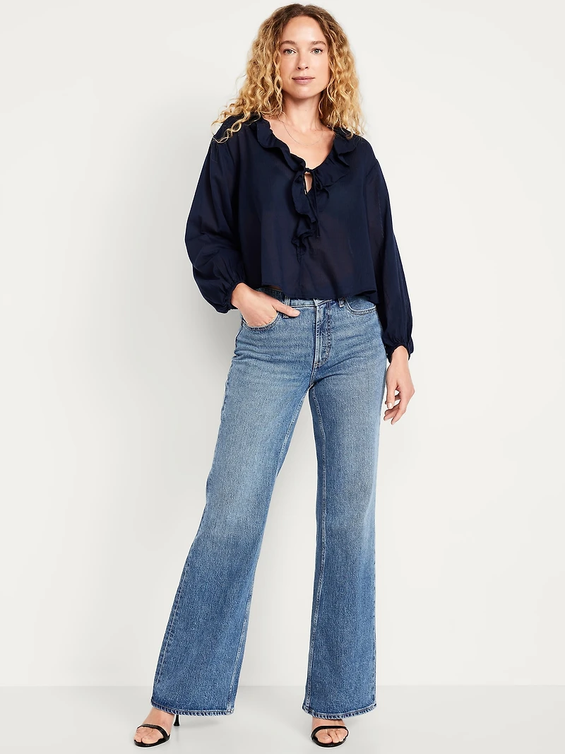 Mid-Rise Loose Boot-Cut Jeans