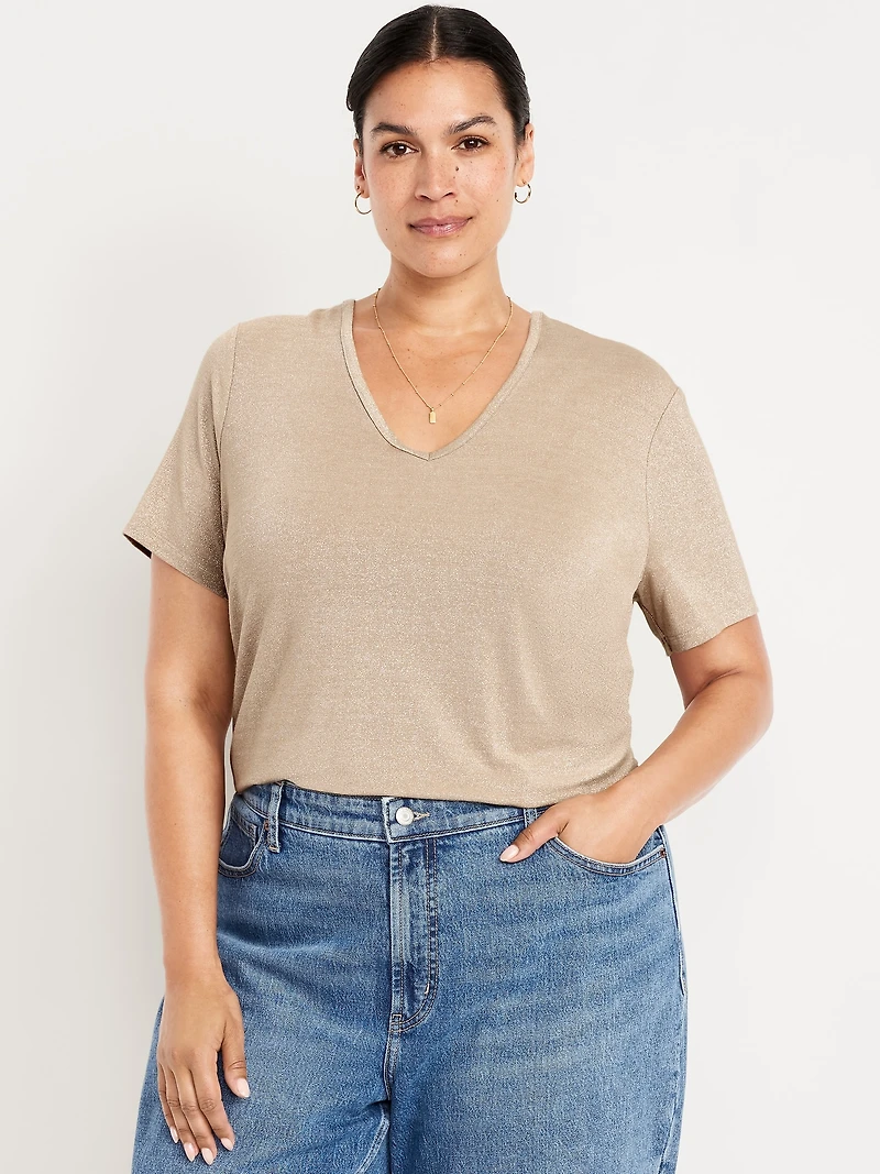 Luxe V-Neck Shine T-Shirt