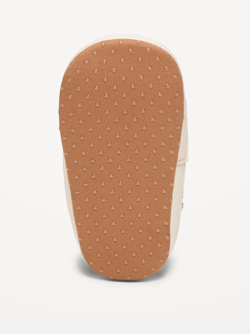 Faux-Leather Sherpa Booties for Baby