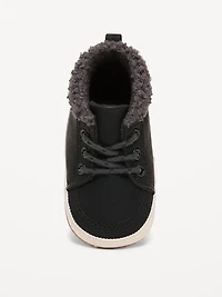 Faux-Leather Sherpa Booties for Baby