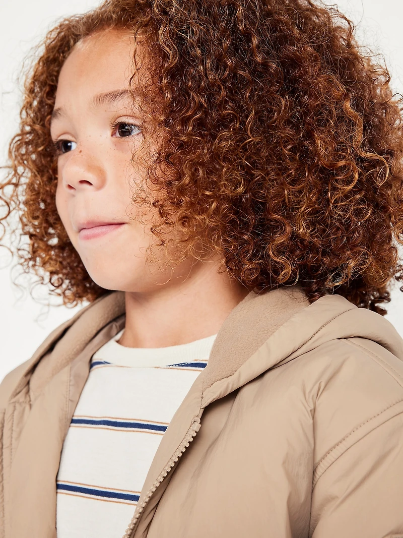 Water-Resistant Hooded Bomber Jacket for Boys