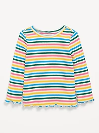 Printed Long-Sleeve Ribbed Top for Toddler Girls