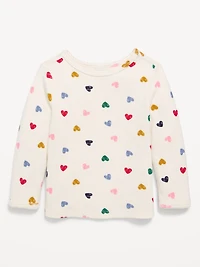 Printed Long-Sleeve Cozy Waffle T-Shirt for Toddler Girls