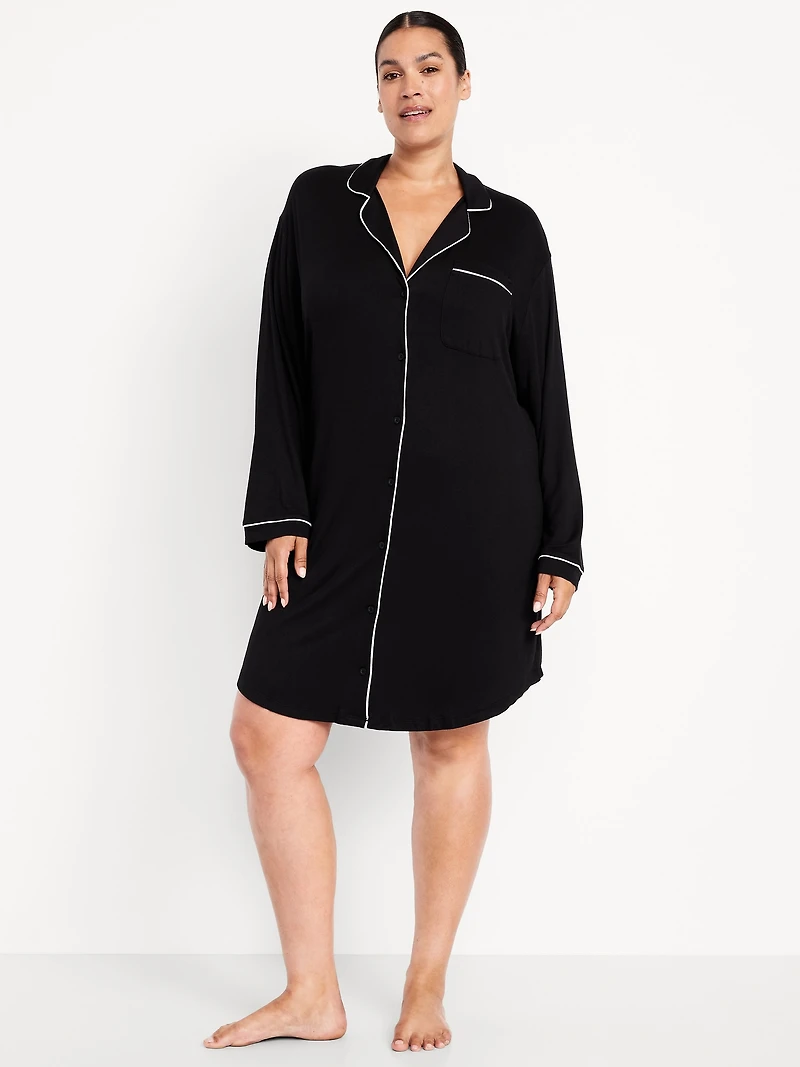 Long-Sleeve Knit Sleep Shirt