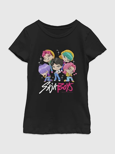 K-Pop Demon Hunters Saja Boys Chibi Group Graphic T-Shirt For Girls