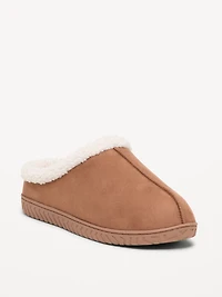 Faux-Suede Sherpa-Lined Clog Slippers for Men