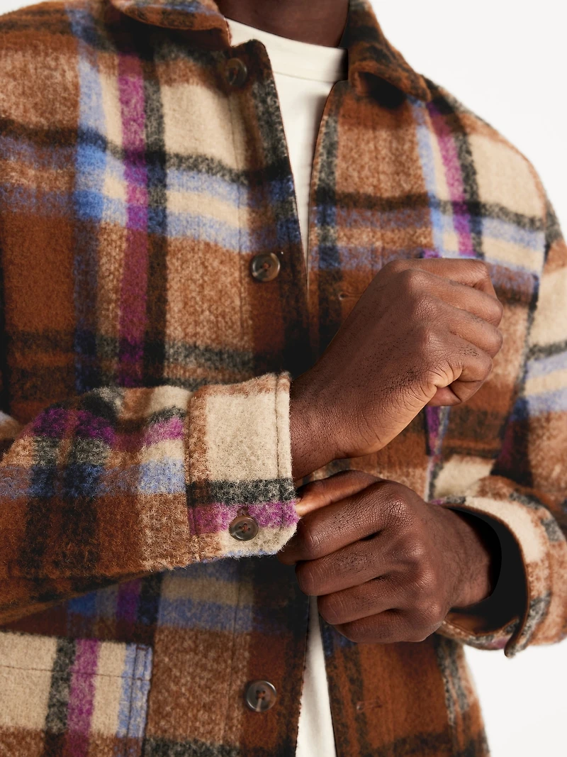 Wool-Blend Plaid Chore Jacket