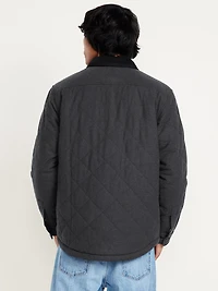 Sherpa-Lined Quilted Flannel Shacket