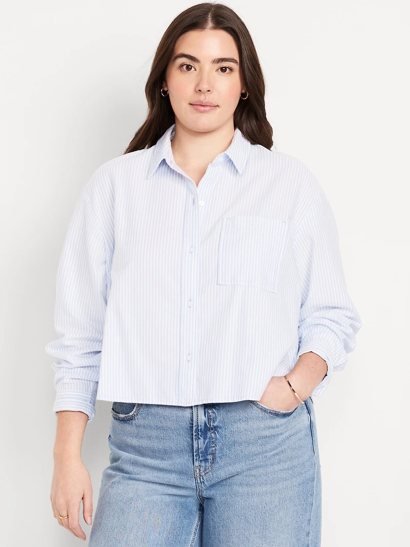 Cropped Button-Down Oxford Shirt