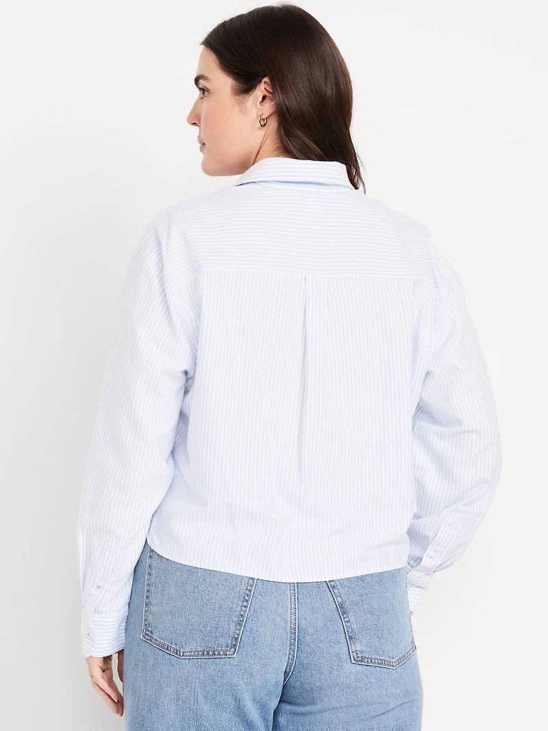 Cropped Button-Down Oxford Shirt