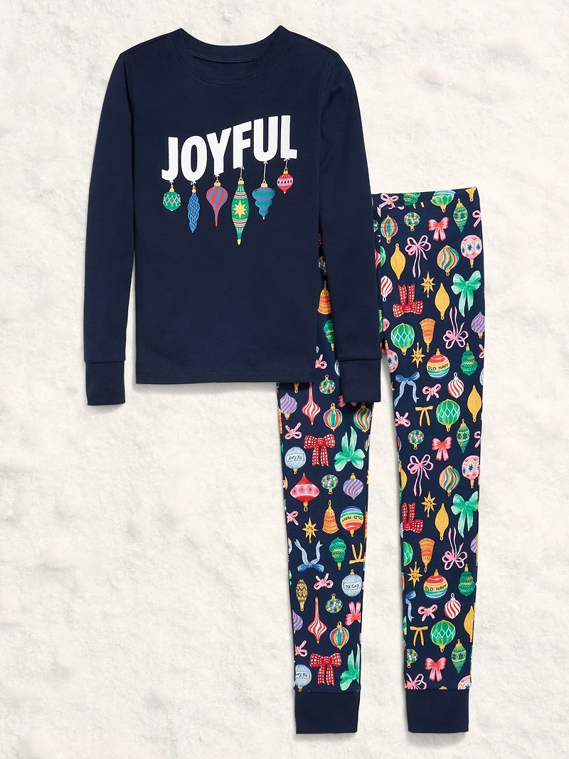 Gender-Neutral Snug-Fit Graphic Pajama Set for Kids