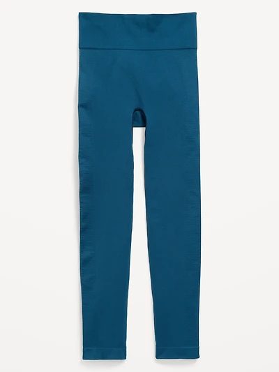 Fitted High-Waisted 7/8-Length Seamless Performance Leggings for Girls