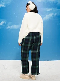 Mid-Rise Plaid Flannel Pajama Pants for Women
