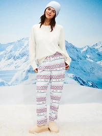 Mid-Rise Printed Flannel Pajama Pants for Women
