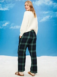 Mid-Rise Plaid Flannel Pajama Pants for Women