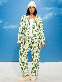 Printed Flannel Pajama Pant Set for Women
