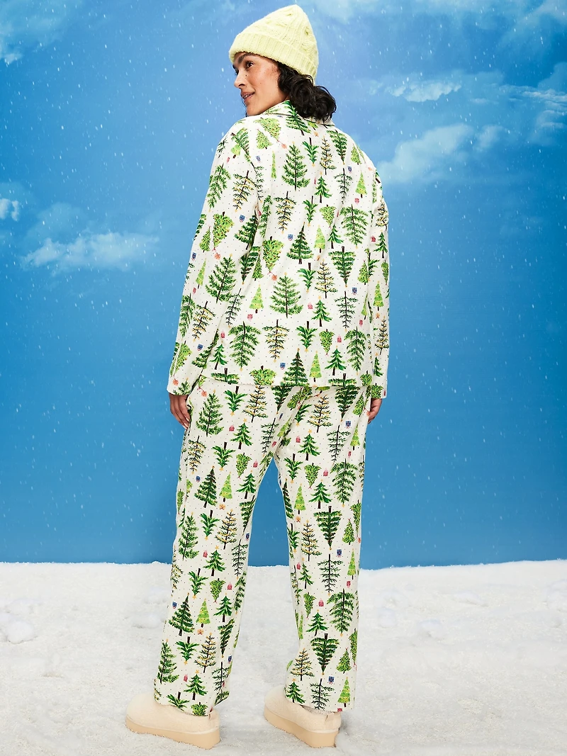 Printed Flannel Pajama Pant Set for Women