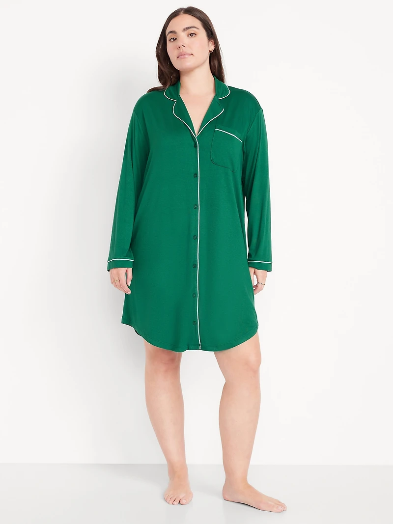 Long-Sleeve Knit Sleep Shirt