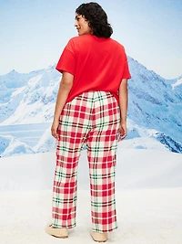 Mid-Rise Plaid Flannel Pajama Pants for Women