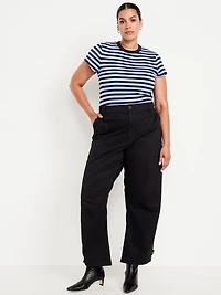 Mid-Rise Twill Barrel Pants