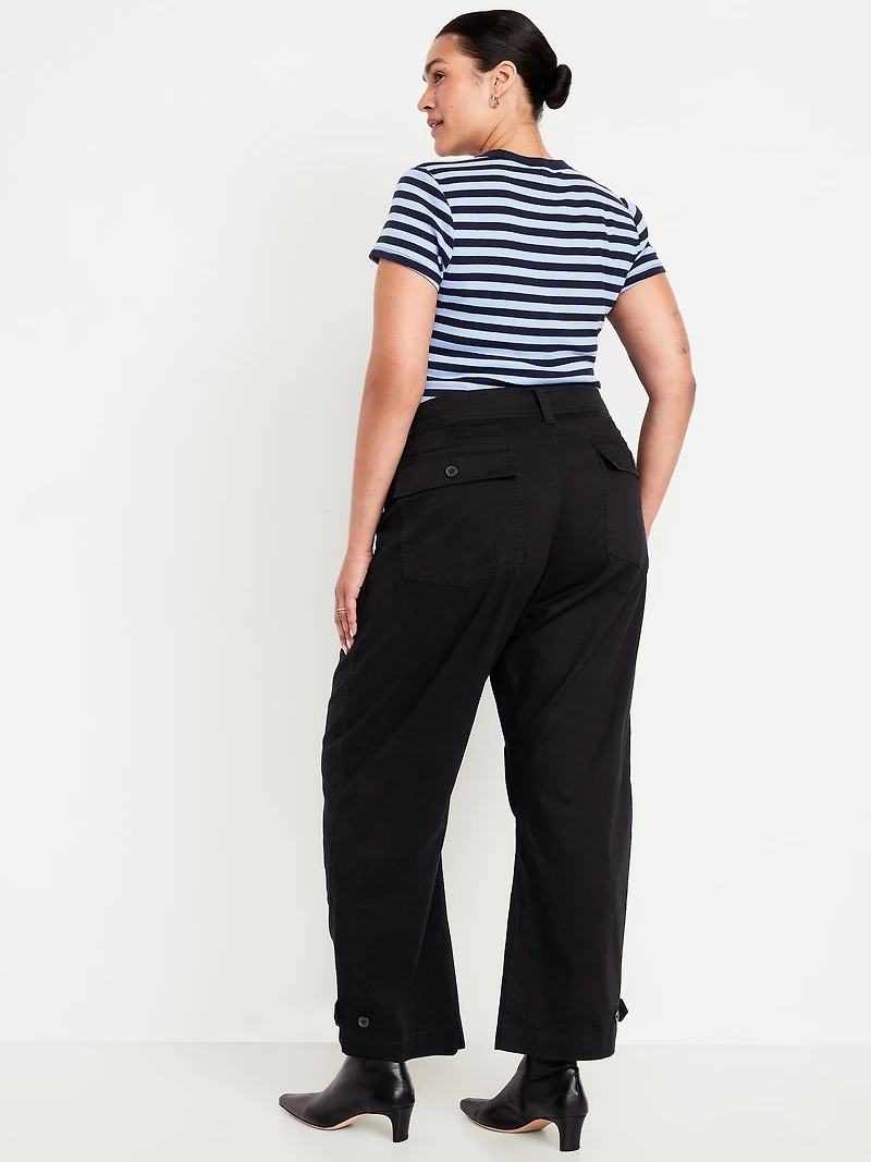 Mid-Rise Twill Barrel Pants