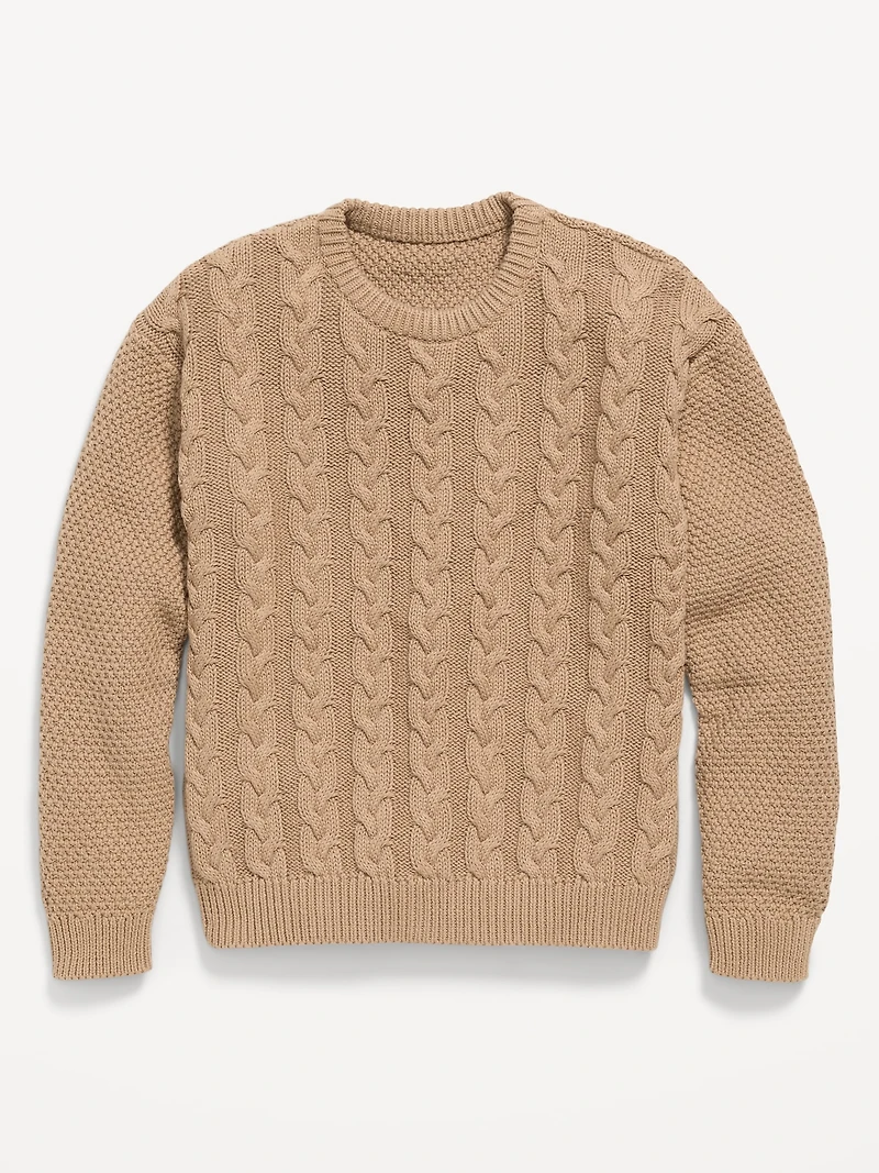 Long-Sleeve Cable-Knit Sweater for Boys