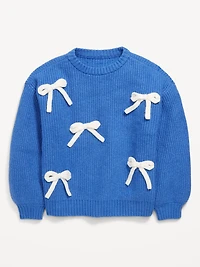 SoSoft Oversized Textured Bows Sweater for Girls