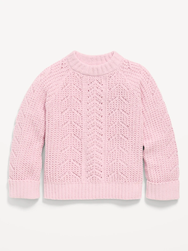Long-Sleeve Pointelle Knit Sweater for Girls
