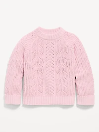 Long-Sleeve Pointelle Knit Sweater for Girls