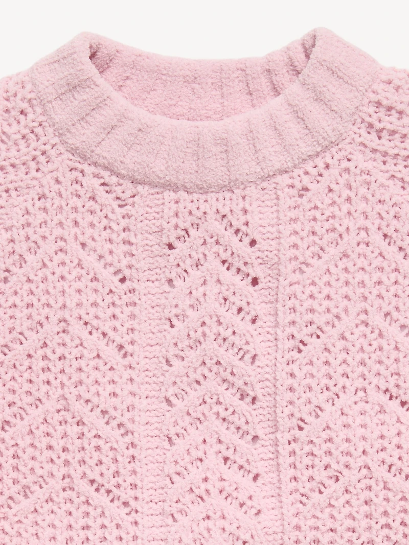 Long-Sleeve Pointelle Knit Sweater for Girls