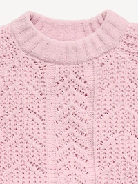 Long-Sleeve Pointelle Knit Sweater for Girls