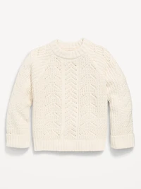 Long-Sleeve Pointelle Knit Sweater for Girls