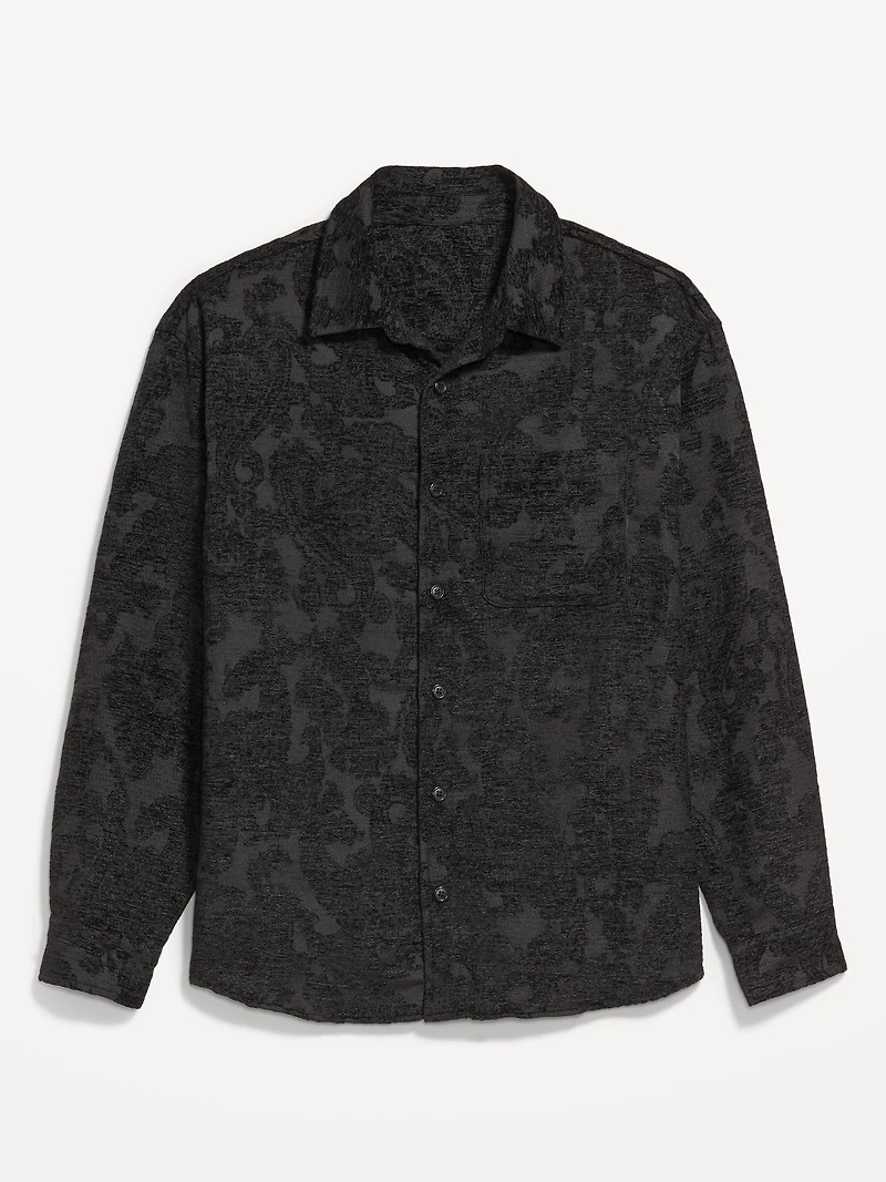 Oversized Button-Down Jacquard Shirt