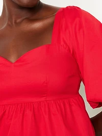 Puff-Sleeve Poplin Peplum Top