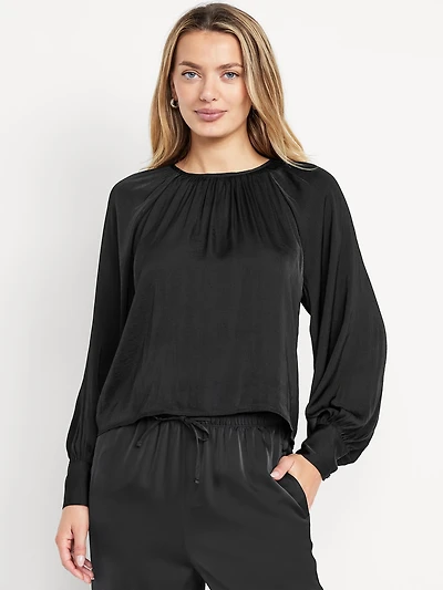 Satin Shirred Top