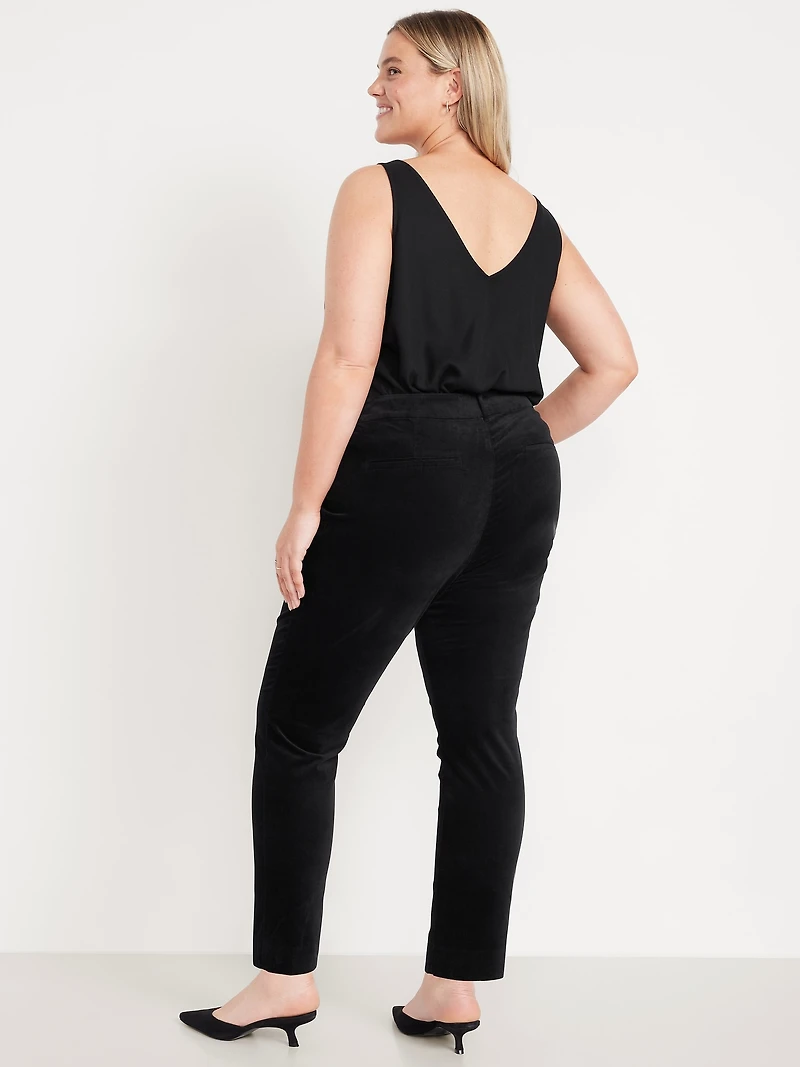 High-Waisted Velvet Pixie Skinny Ankle Pants