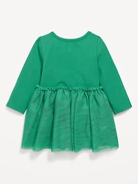 Long-Sleeve Fit and Flare Holiday Tutu Dress for Baby