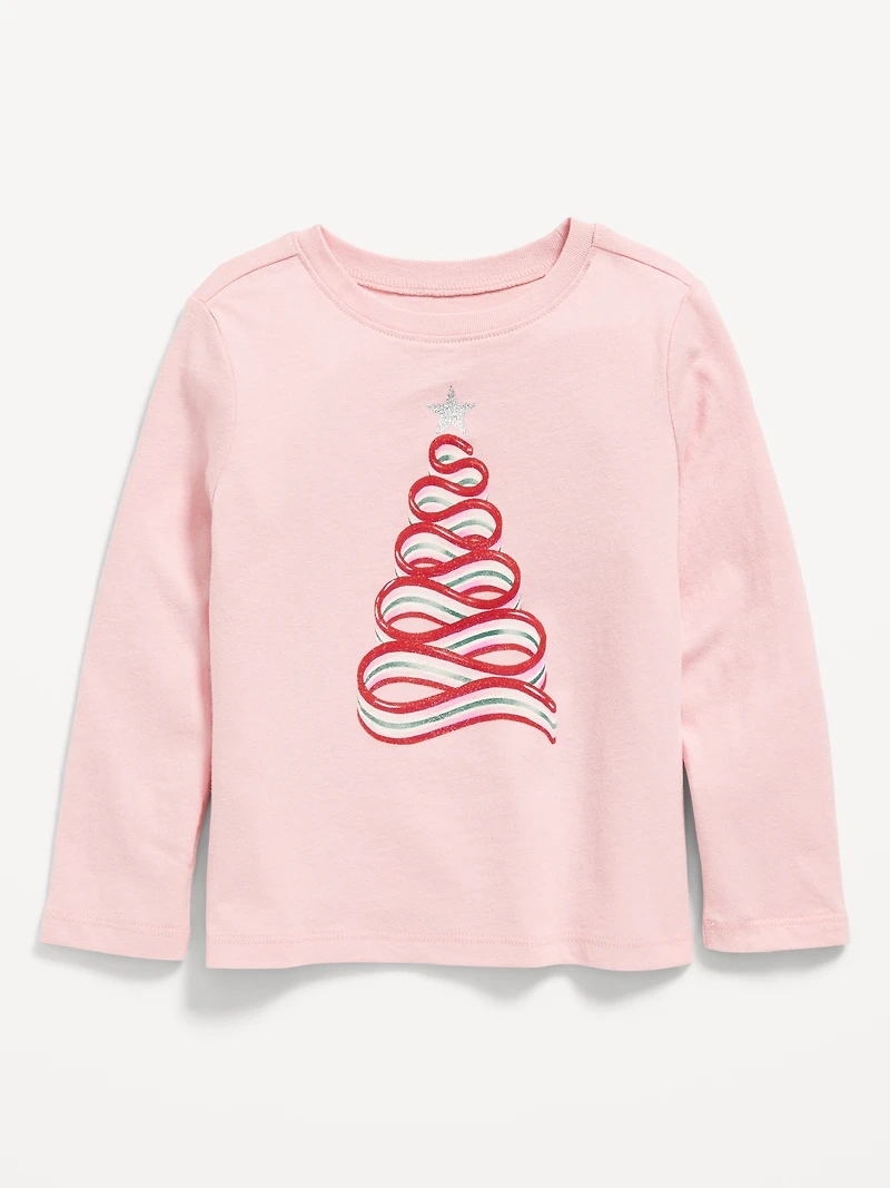 Long-Sleeve Holiday Graphic T-Shirt for Toddler Girls