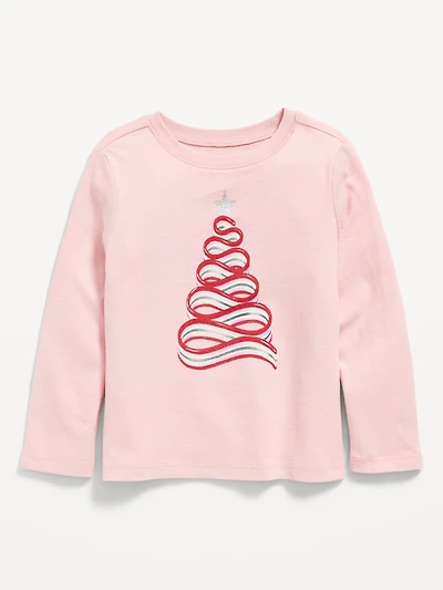 Long-Sleeve Holiday Graphic T-Shirt for Toddler Girls