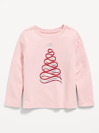 Long-Sleeve Holiday Graphic T-Shirt for Toddler Girls