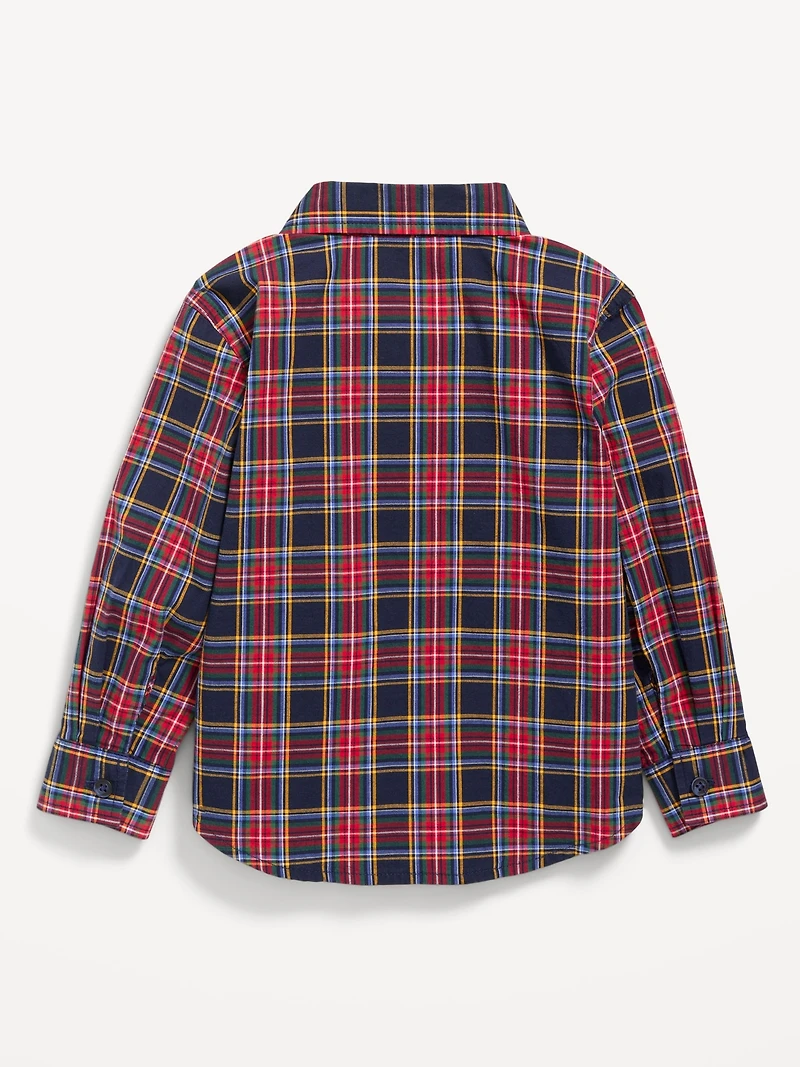Long-Sleeve Plaid Poplin Pocket Shirt for Toddler Boys